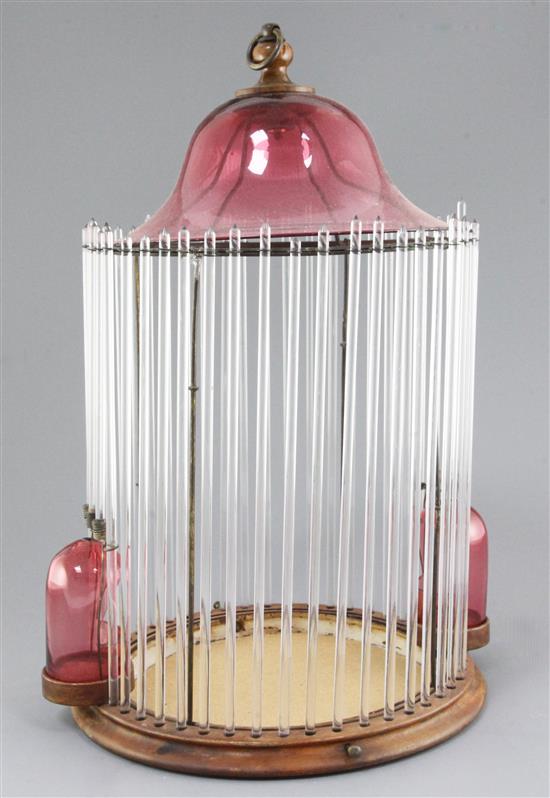 An Italian glass birdcage height 18in.